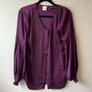 Cabi plum long sleeve blouse size s